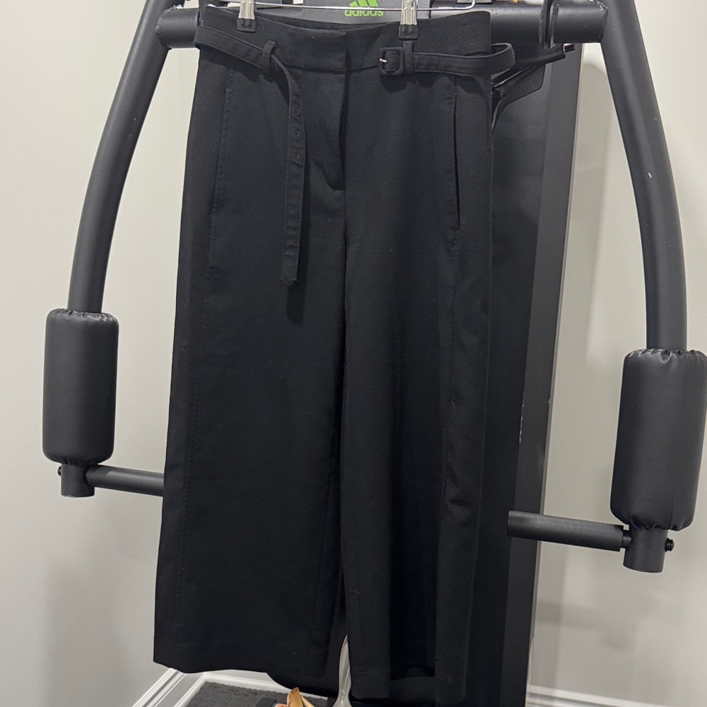 Ann Taylor Black Wide-Leg Pants with Waist Tie